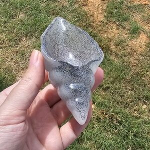 Handmade Resin Black And Silver Iridescent Seashell Ring Dish